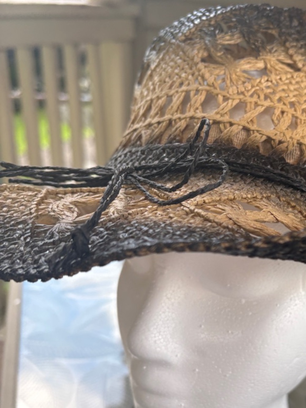 Women’s Bullhide Scorched Straw Cowboy Hat Black Tan Ombre 2355 BL